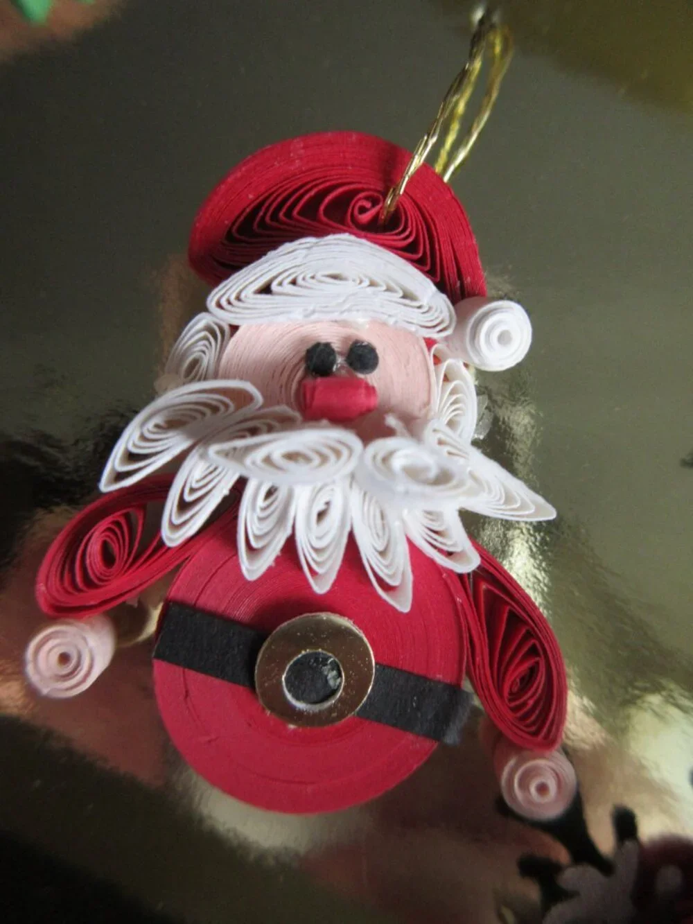 5 Paper Quilled Mini Christmas Ornaments Set in Gift Box Santa, Elf, Snowman